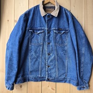 Wrangler Blanket Lined Corduroy Collar Denim Jacket Blue Mens 50L